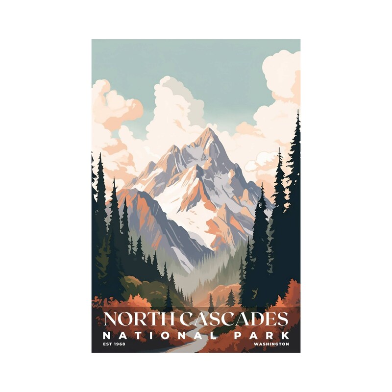 North Cascades National Park Poster, Travel Art, Office Poster, Home Decor | S3